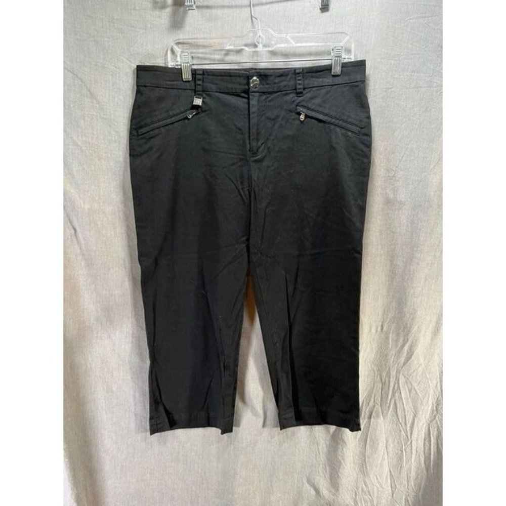 Lauren Ralph Lauren Capri Womens 10 Black Pockets Zip Button Ladies 34x20.